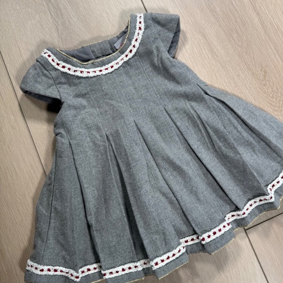 Tahari Baby Gray Dress 3-6M Pleated Trimmed Party Casual - Picture 1 of 4